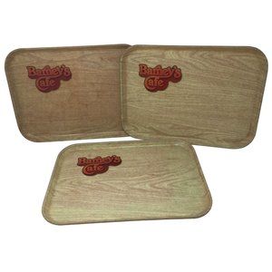 Set of 3 Barney's Cafe Hard Plastic Vintage Food Trays